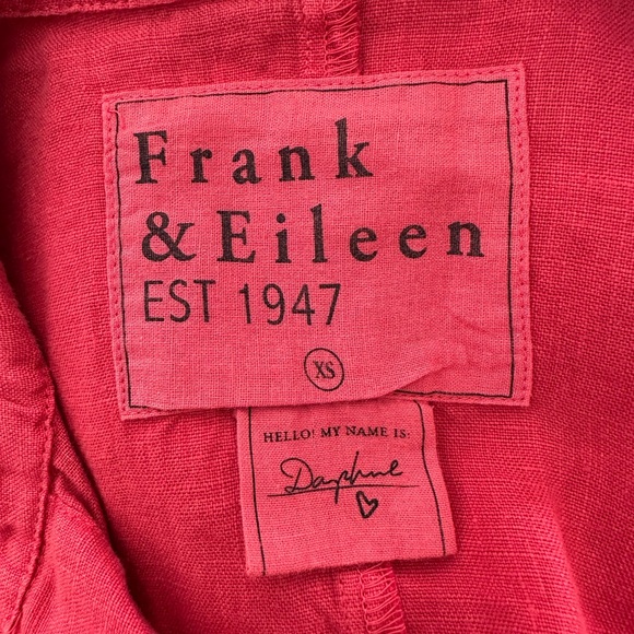 Frank & Eileen Daphne Sleeveless Popover Dress in Summer Red Sz XS Washed Linen - Picture 7 of 16